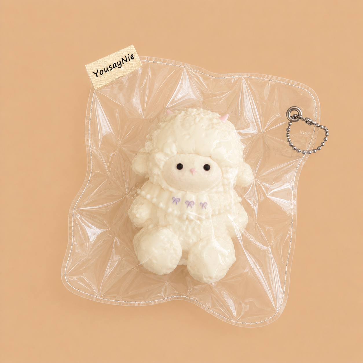 Fluffy Lamb with Purple Bows Slow-Rise Squishy