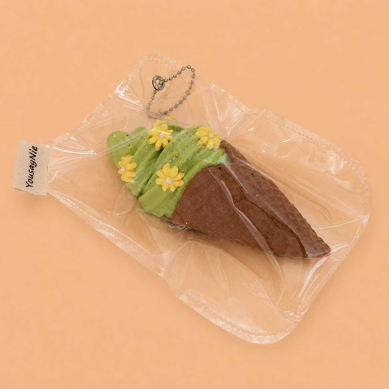 Matcha Flower Ice Cream Cone Slow-Rise Squishy
