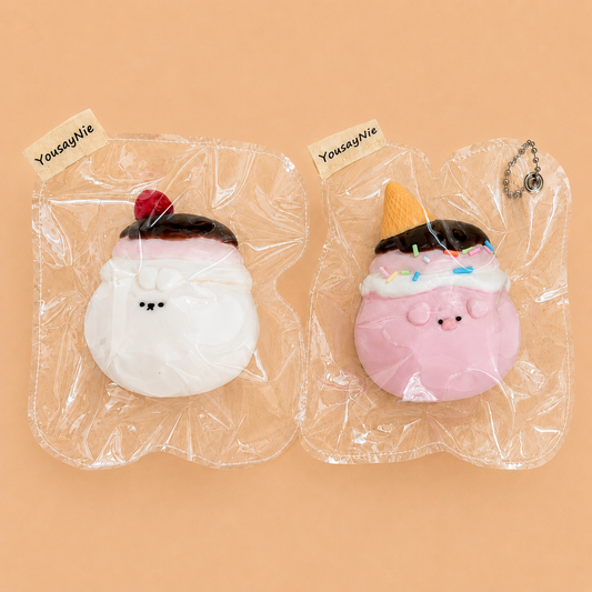 Cute Bunny & Piggy Ice Cream Slow-Rise Squishy
