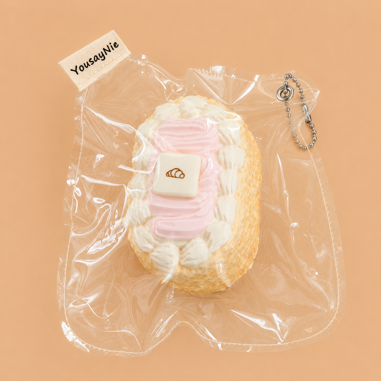 Pink Cream Senbei Slow-Rise Squishy