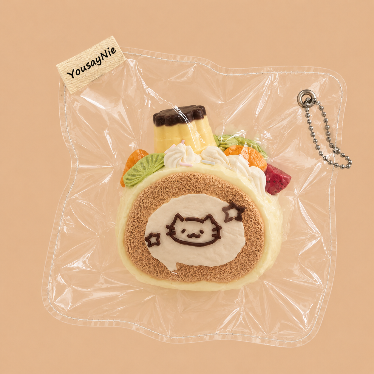 Pudding Cat Swiss Roll Slow-Rise Taba Squishy
