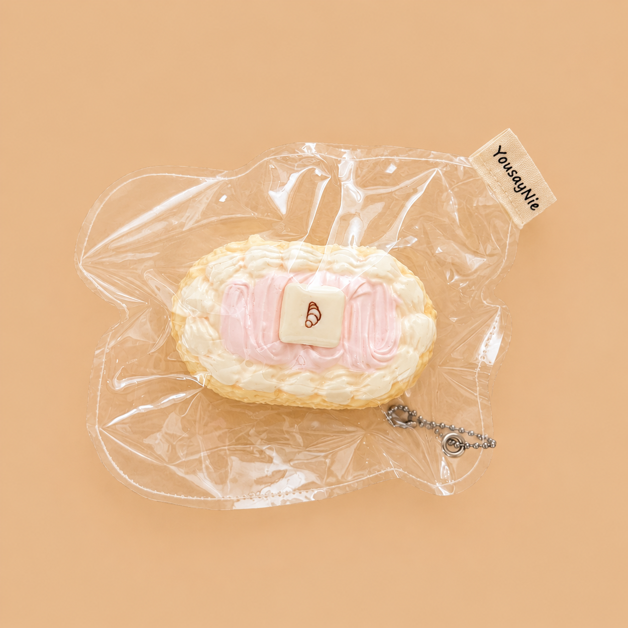 Pink Cream Senbei Slow-Rise Squishy
