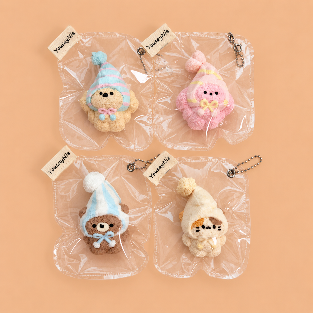 Adorable Tall Pom Hat Animal Series